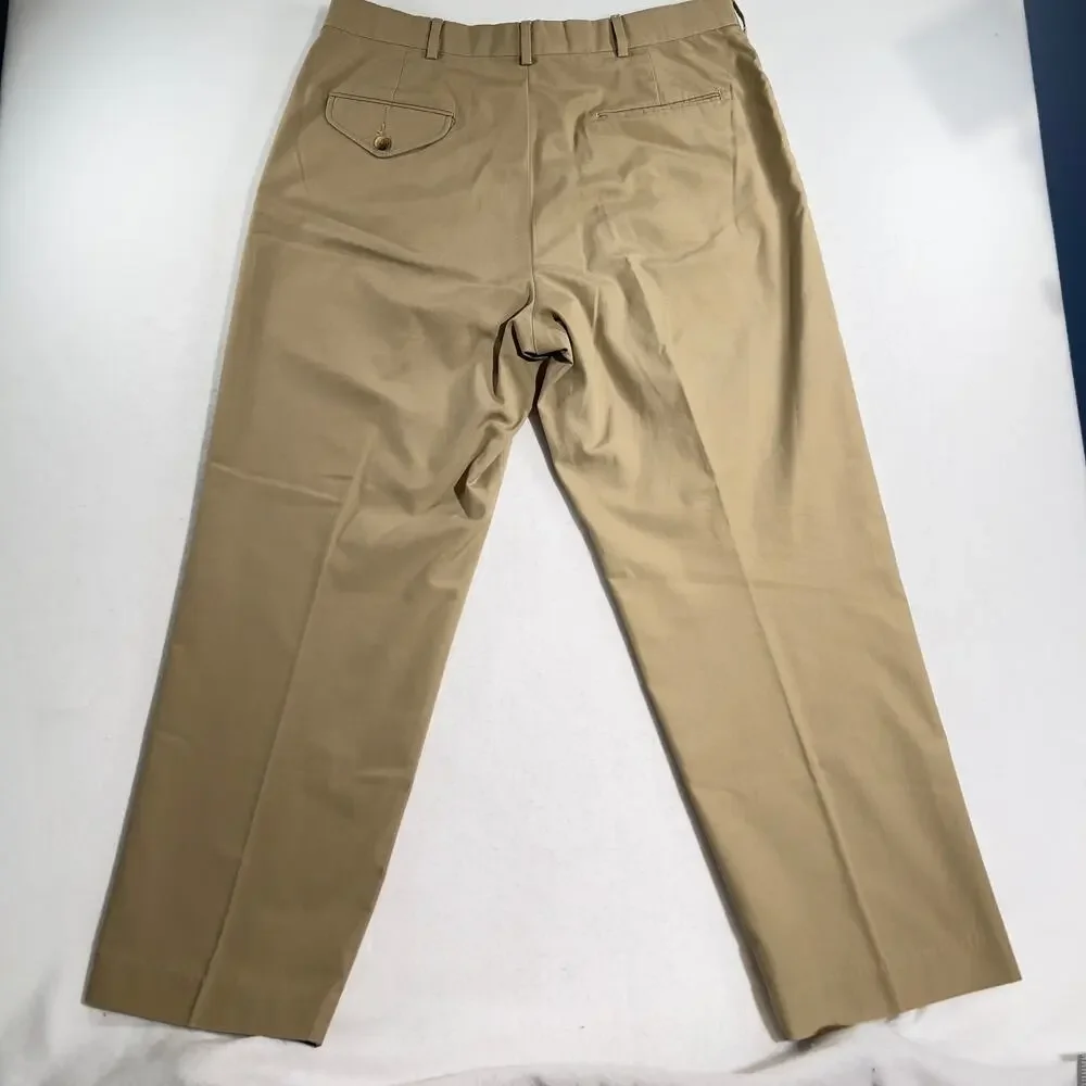 Land’s End Chino Pants Men’s 36W Regular x 29L Khaki Made In USA Pleated Front